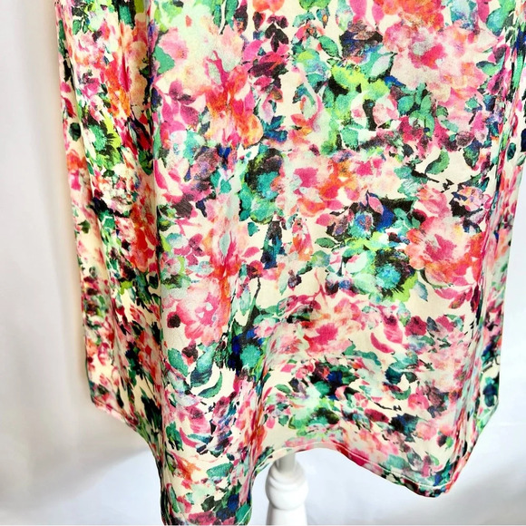 Mismash White Pink Floral Cap Sleeve Formal White Midi Dress Women’s Size Medium - Picture 5 of 16